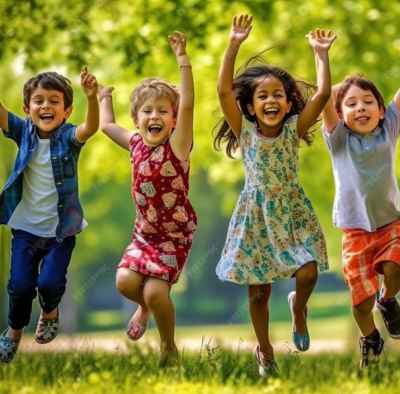 niños sonriendo y jugando