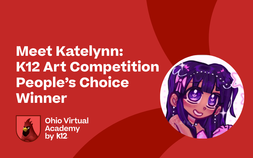 Imagen con texto: Te presentamos a Katelynn: ganadora del premio del público del Concurso de Arte K12